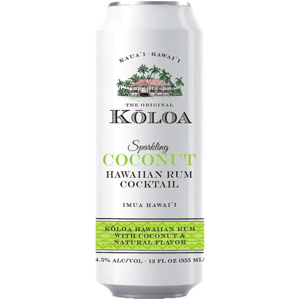 Koloa Sparkling Coconut Hawaiian Rum Cocktail Ready-To-Drink 4-Pack 12oz Cans