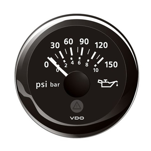 VDO Marine 2-1\/16" (52mm) ViewLine Oil Pressure Indicator (8-16V) 0 to 150 PSI - Black Dial  Round Bezel [A2C59514118]