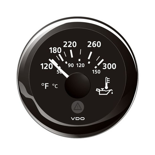 VDO Marine 2-1\/16" (52mm) ViewLine Oil Temperature Gauge 120-300F - Black Dial  Bezel [A2C59514165]