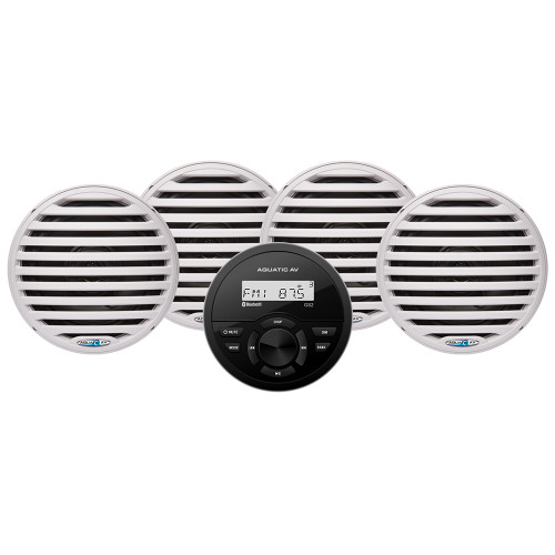 Aquatic AV GS2 Gauge Stereo  2 Pairs of EC651 6.5" White Speakers [CK305]
