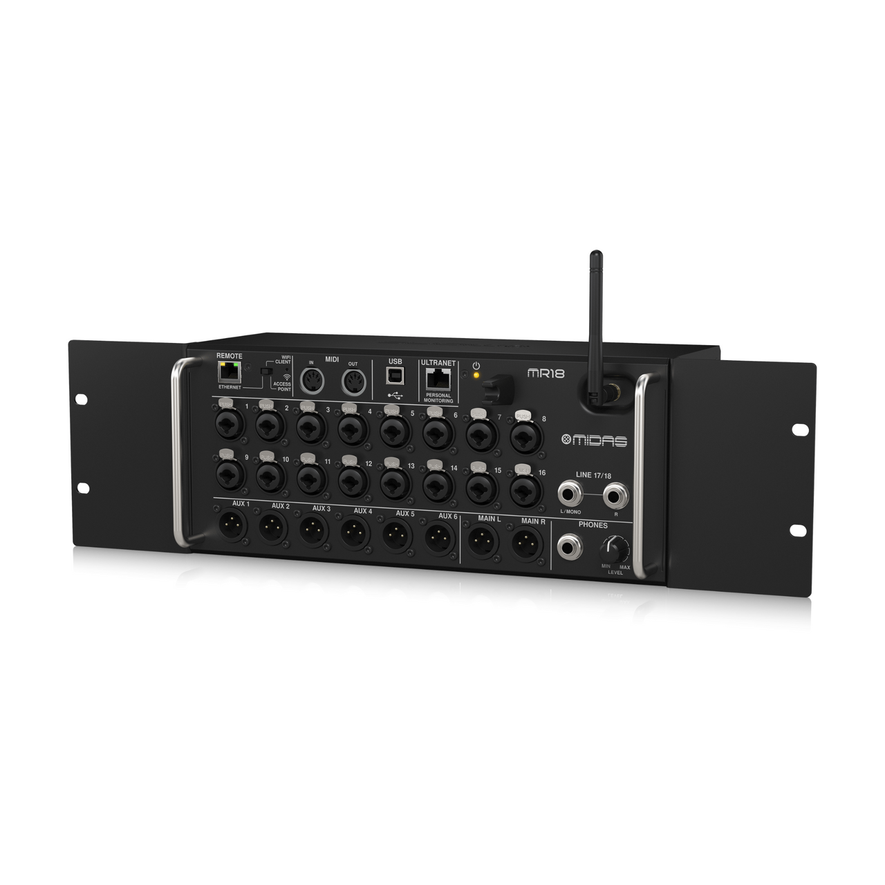 Midas MR18 18-Input Digital Mixer for iPad/Android Tablets with Wi