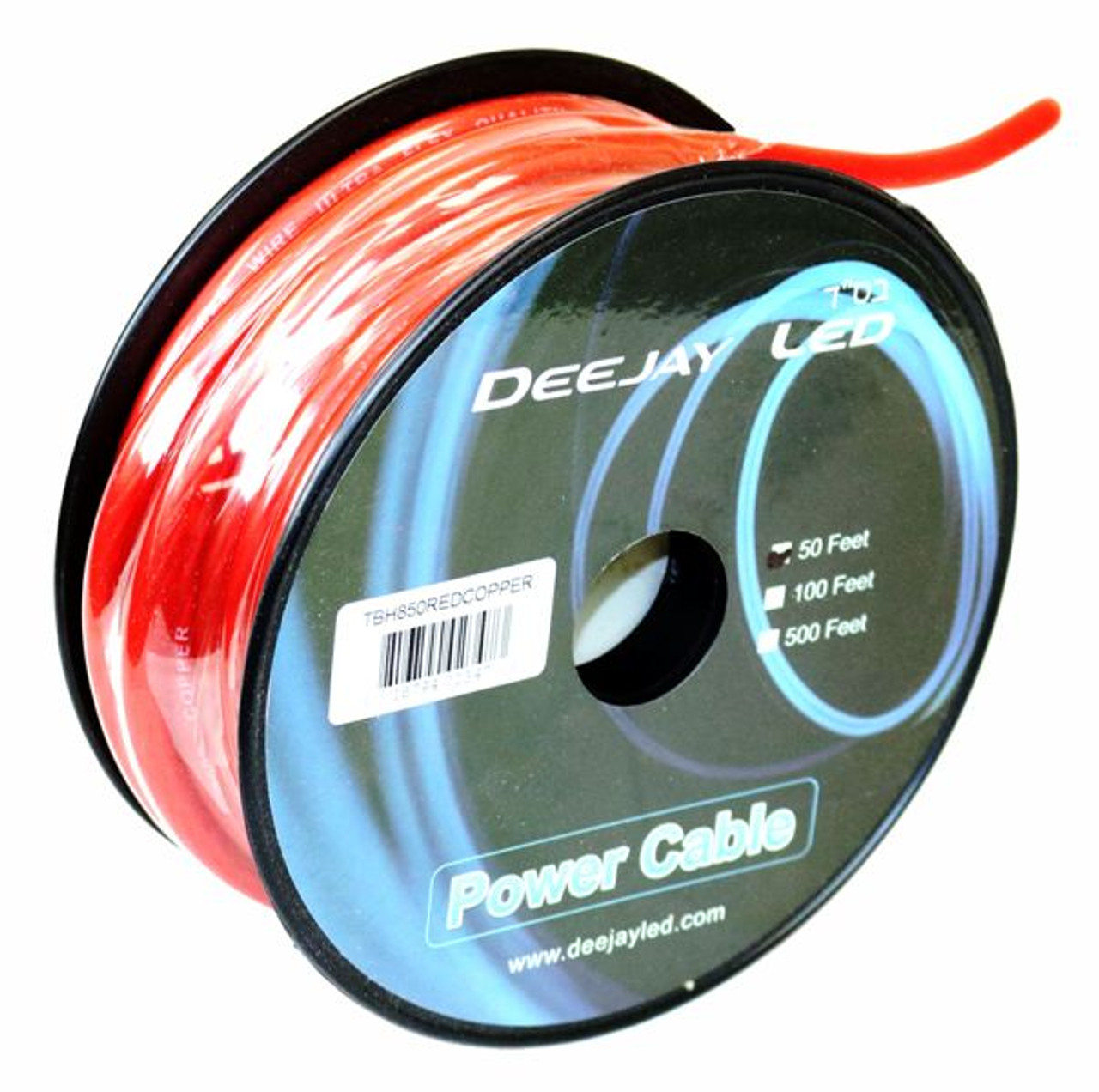 DEEJAY LED TBH850REDCOPPER - 8-Gauge 50 Foot Red Pure Copper Stranded Power  Cable