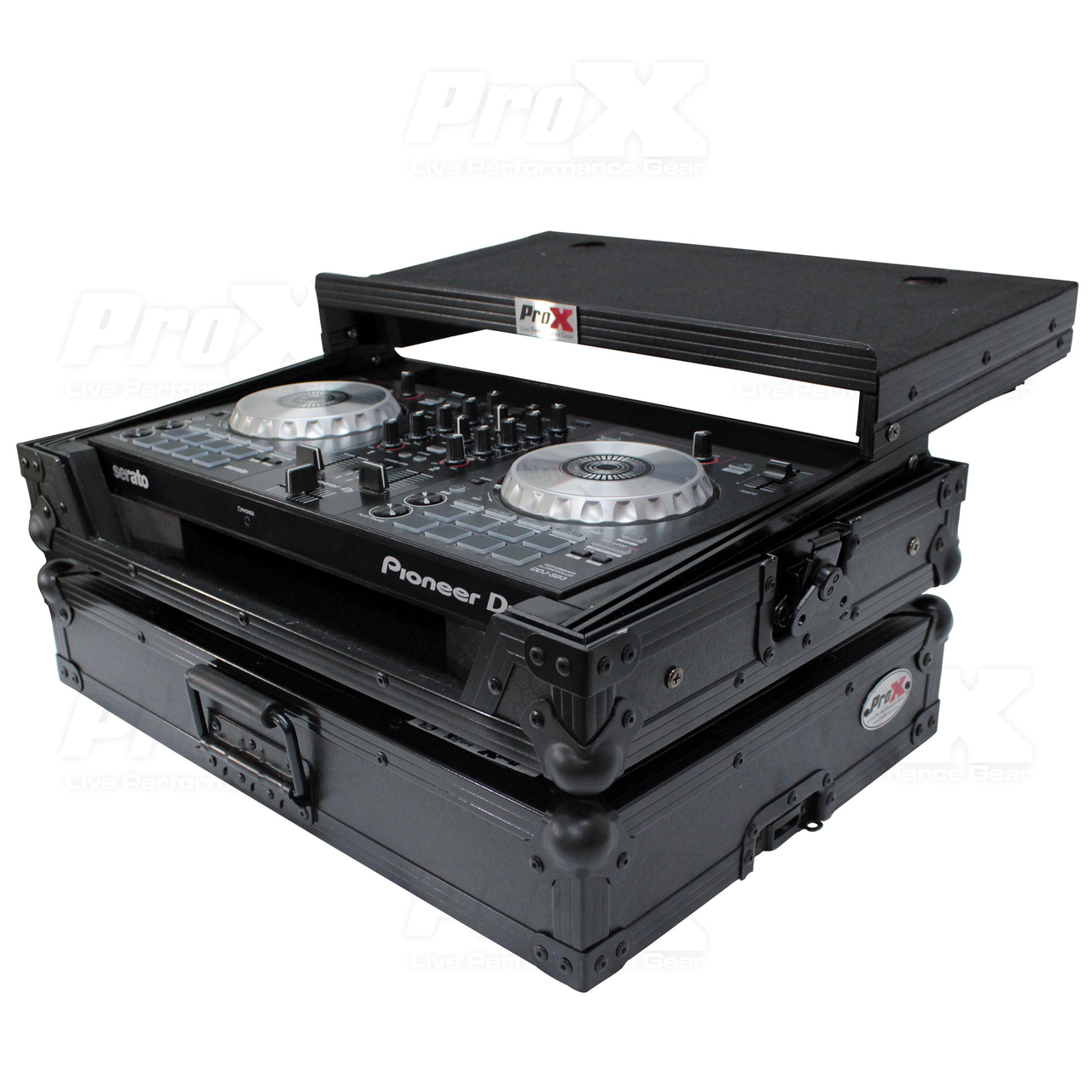 Túnica vanidad doble ProX X-DDJSB3 LTBL Fits Pioneer DDJ-SB3 / DDJ-400 Case BLACK ON BLACK  laptop shelf