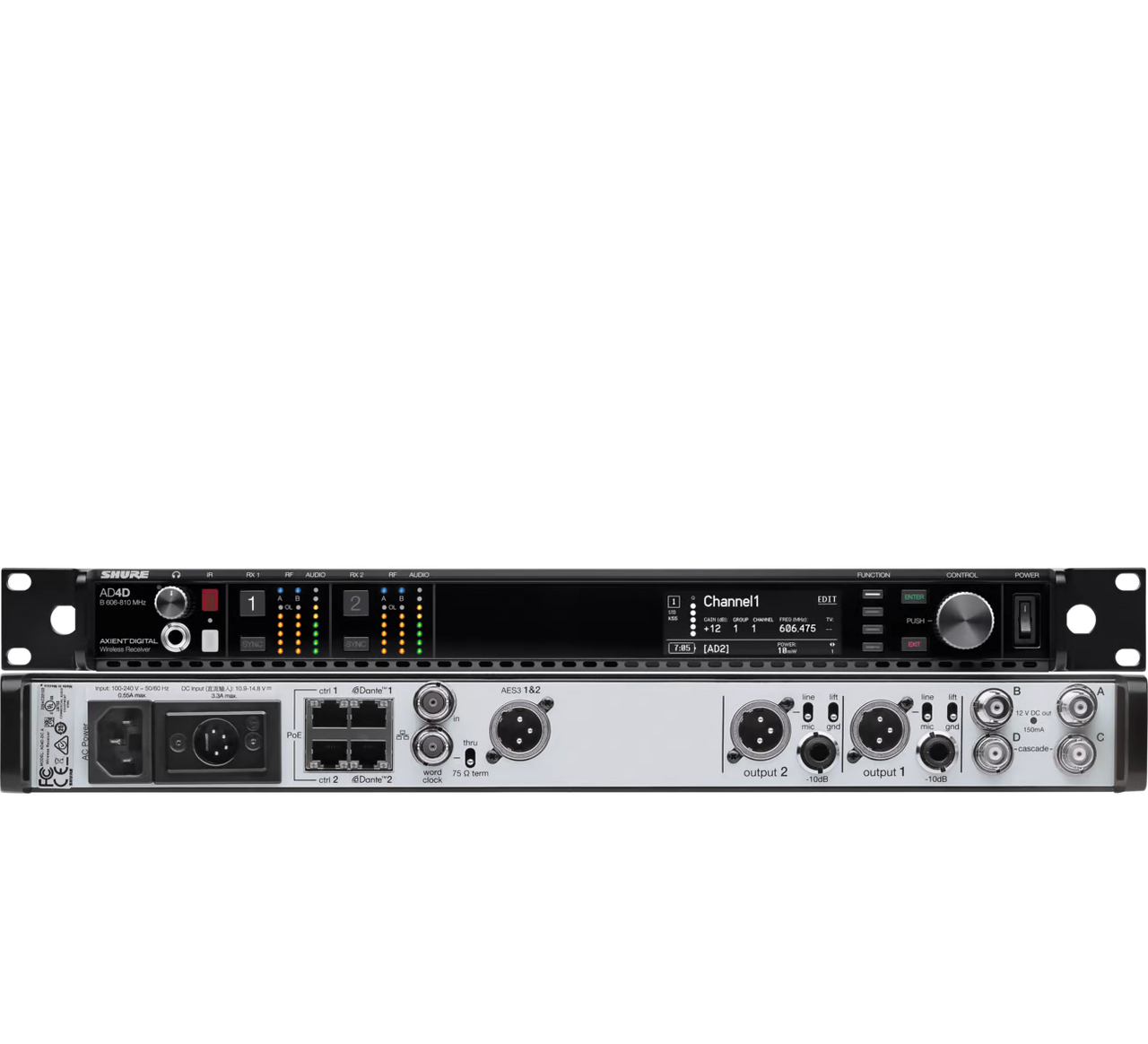 Shure AD DUAL CH DC Rx L/PTS