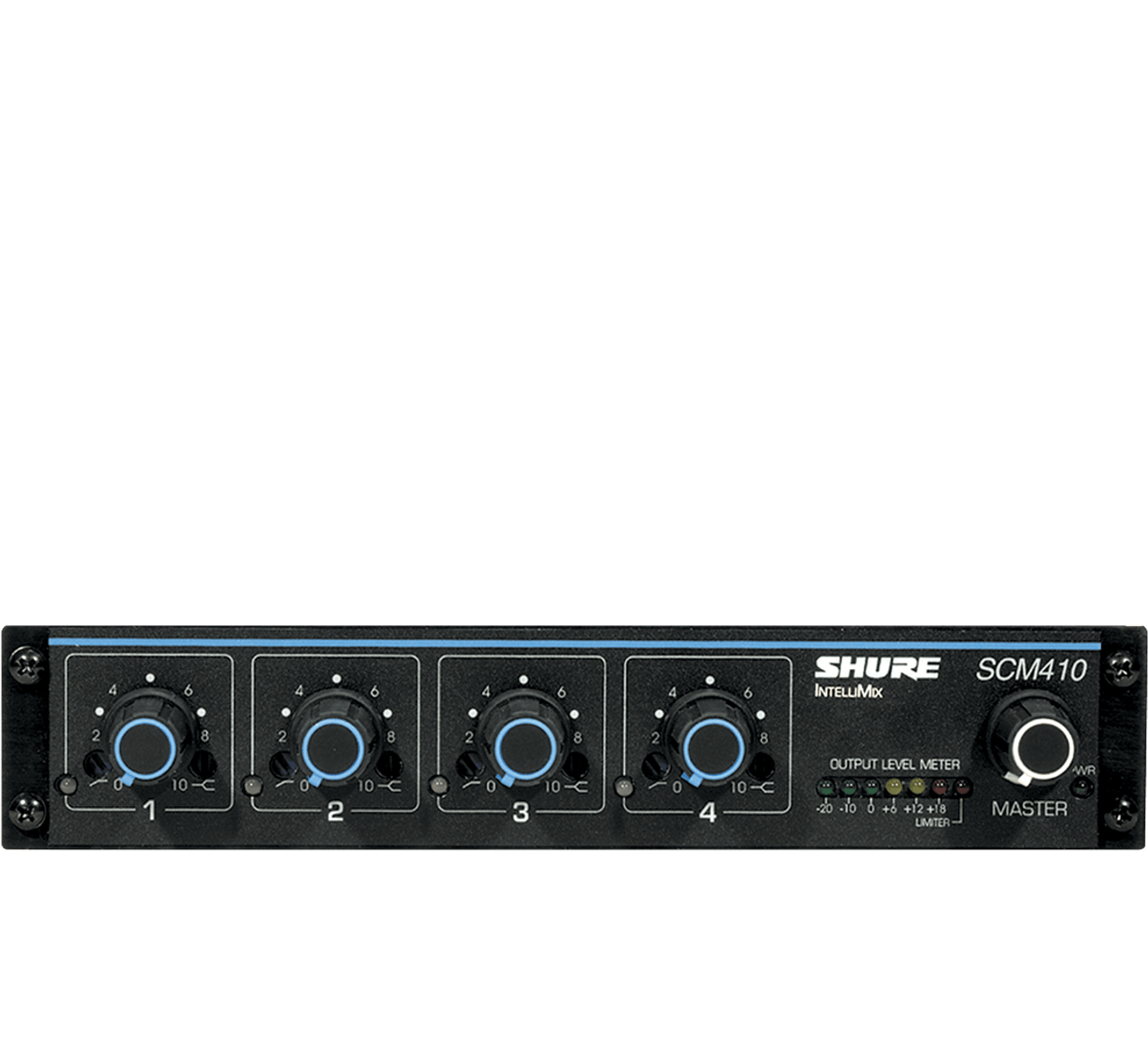 håndtering Arbitrage Antagonisme Shure SCM410 Four-Channel Automatic Microphone Mixer (110V) with Logic  Control and EQ per Channel AC only Half Rack Space Single and Dual Mount