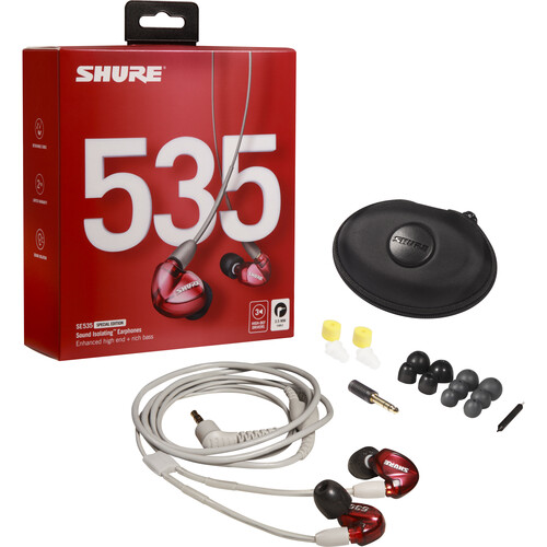 Shure SE535 Earphones - Red SE535LTD Limited Isolating Sound SHURE