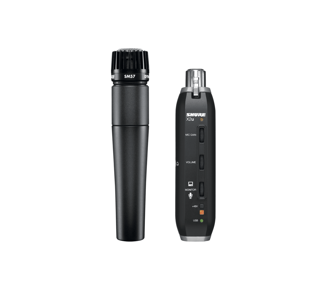 Shure SM57-X2U Cardioid Dynamic Microphone with X2U XLR-to-USB 