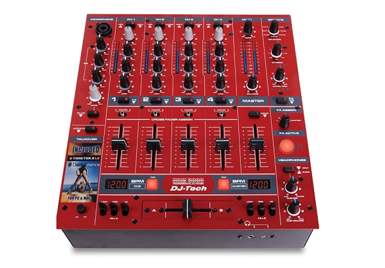 DJ-Tech DDM-3000R Professional DJ Mixer with Effects and BPM - Red I  Gearclubdirect