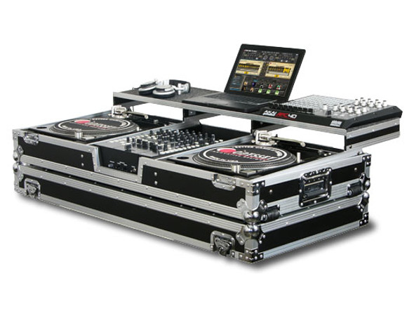 ODYSSEY FZGSPBM12W REMIXER™ GLIDE STYLE™ DJ COFFIN FOR 2 TURNTABLES & A 12" FORMAT DJ MIXER WITH ROLLERS