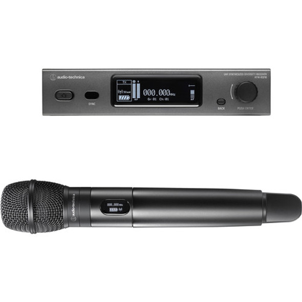 Audio-Technica ATW-3212/C710DE2 - 3000 Series Wireless System (4th gen) includes: ATW-R3210 receiver and ATW-T3202 handheld transmitter with ATW-C710 cardioid condenser microphone capsule, 470-530 MHz