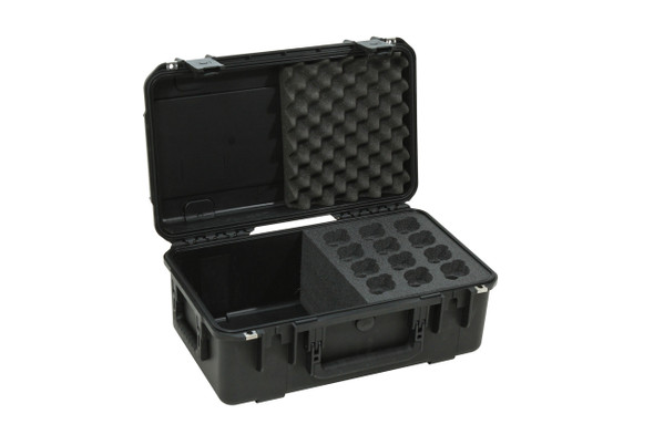 SKB 3i-2011-MC12 - iSeries Injection Molded case w/foam for (12) Mics w/storage compartment