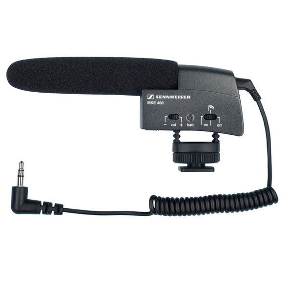 SENNHEISER MKE 400 - Shotgun microphone (supercardioid, condenser) for cameras with hot shoe mount and 1/8" (3.5 mm) jack