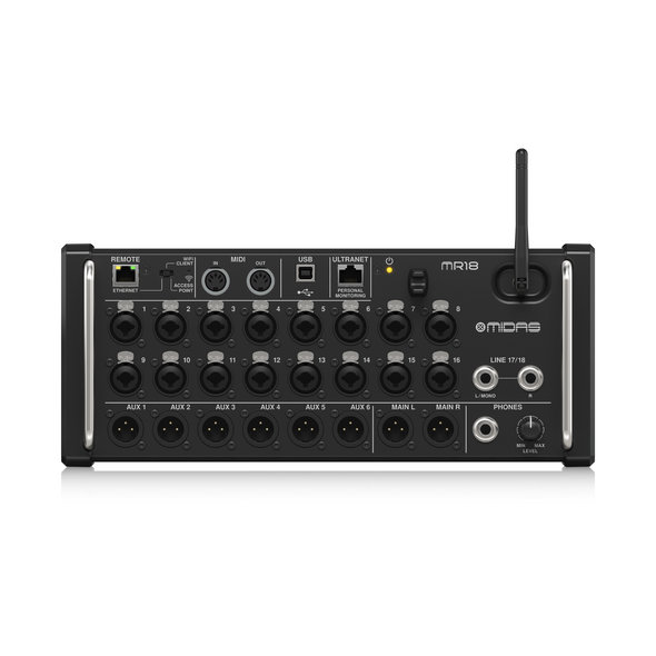 Midas MR18 18-Input Digital Mixer for iPad/Android Tablets with Wi-Fi and USB Audio Interface