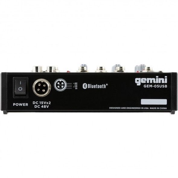 Gemini GEM-05USB - 5 Channel USB Mixer for Podcasts as well as mixing with Bluetooth input