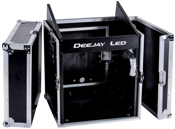 DEEJAY LED TBHM10U - Fly Drive Case 10u Space Slant Mixer Rack / 10 u Space Vertical Rack System with Full AC Door