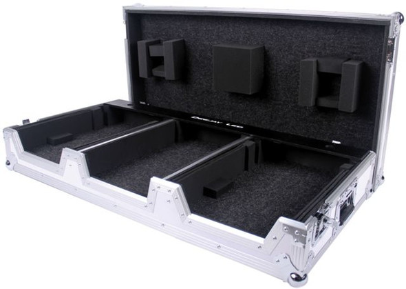 DEEJAY LED TBHCDJDJMS9WHITE - Fly Drive Case For 2 Large Format Pioneer CDJ2000 Players Plus DJM-S9 Mixer or Similarly Sized Equipment with Low Profile Wheels In White