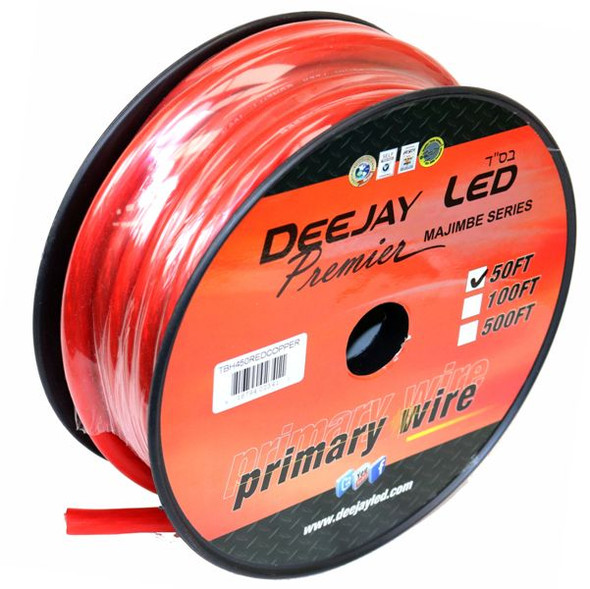 DEEJAY LED TBH450REDCOPPER - 4-Gauge 50 Foot Red Pure Copper Stranded Power Cable
