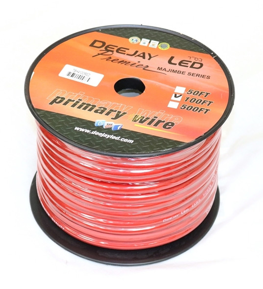 DEEJAY LED TBH4100RED - 100 Feet 4 AWG Car Amplifier Power Cable CCAW RED