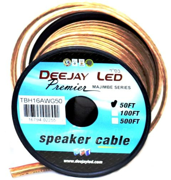 DEEJAY LED TBH16AWG50 - 50-Foot 2-Conductor 16 Gauge Stranded Speaker Hookup Cable