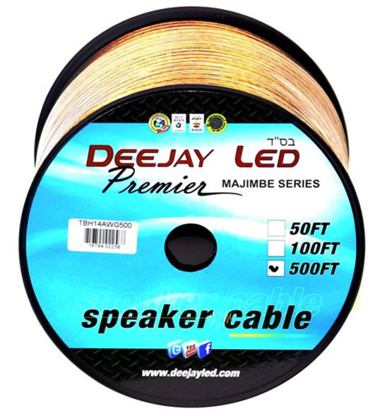 DEEJAY LED TBH14AWG500 - 500-Foot 2-Conductor 14 Gauge Stranded Speaker Hookup Cable