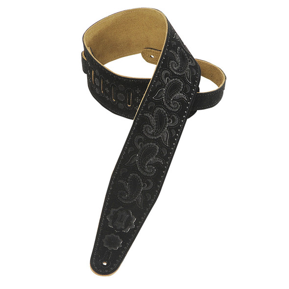 Levy's Leathers PMS44T03-BLK -  3" Wide Black Suede Guitar Strap.