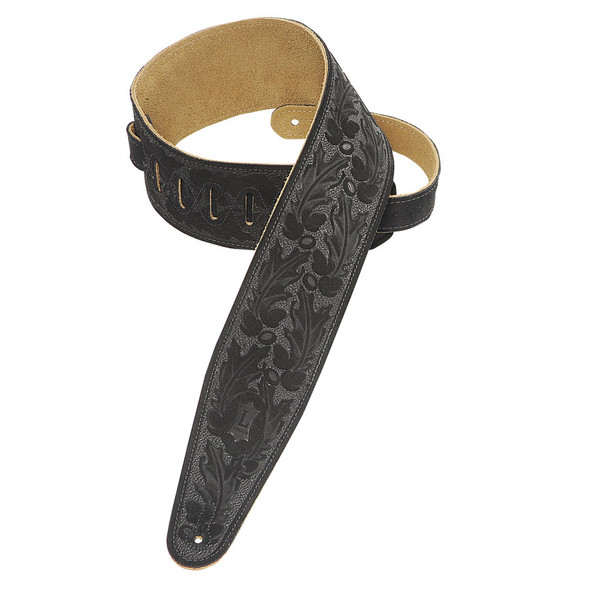 Levy's Leathers PMS44T01-BLK -  3" Wide Black Suede Guitar Strap.