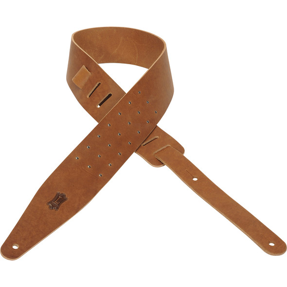 Levy's Leathers MV317ONX-TAN -  2 1/2" Wide Veg-tan Leather Guitar Strap.