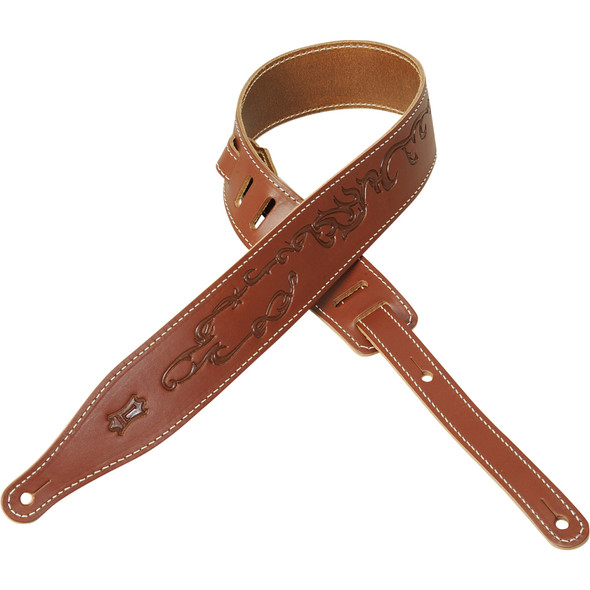Levy's Leathers MV17T10-WAL -  2 1/2" Wide Walnut Veg-tan Leather Guitar Strap.