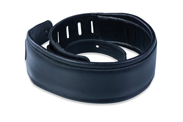 Levy's Leathers MSS2-BLK -  3" Wide Black Garment Leather Guitar Strap.