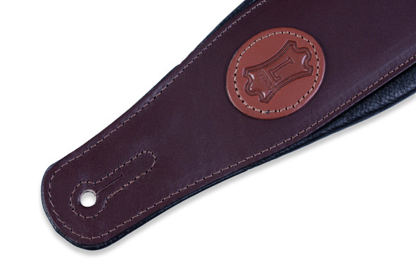 Levy's Leathers MSS1-DBR -  3" Wide Dark Brown Veg-tan Leather Guitar Strap.