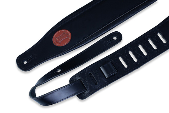 Levy's Leathers MSS1-BLK -  3" Wide Black Veg-tan Leather Guitar Strap.