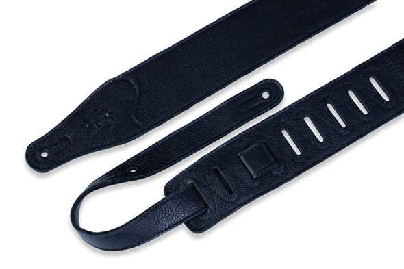 Levy's Leathers M26BL-BLK -  2 1/2" Wide Black Garment Leather Guitar Strap.