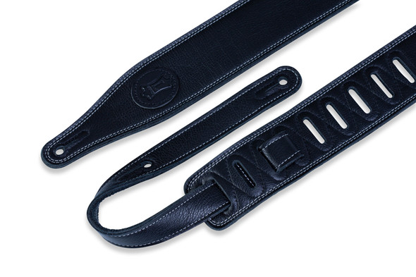 Levy's Leathers M17SS-BLK -  2 1/2" Wide Black Garment Leather Guitar Strap.