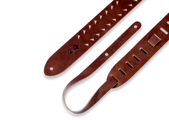 Levy's Leathers M12TTV-BRN - 2" Wide Brown Veg-tan Leather Guitar Strap