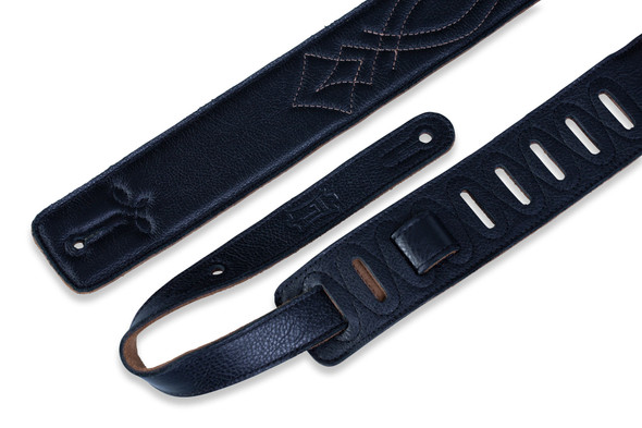 Levy's Leathers DM1SG-BLK -  2 1/2" Wide Black Garment Leather Guitar Strap.