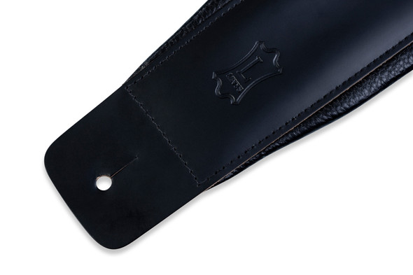 Levy's Leathers DM1PD-BLK -  3" Wide Black Genuine Leather Guitar Strap.
