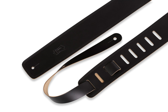 Levy's Leathers DM1-BLK -  2 1/2" Wide Black Genuine Leather Guitar Strap.