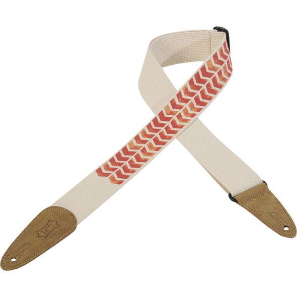Levy's Leathers 2" Cotton Guitar Strap With Decorative Print And Suede Ends. Tri-glide Adjustable To 65"