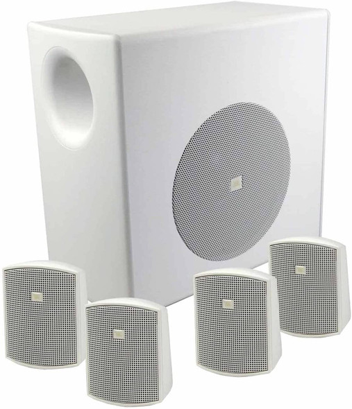 JBL Professional Surface Mount Subwoofer & Mini-Satellite Loudspeaker System, White (C50PACK-WH), black