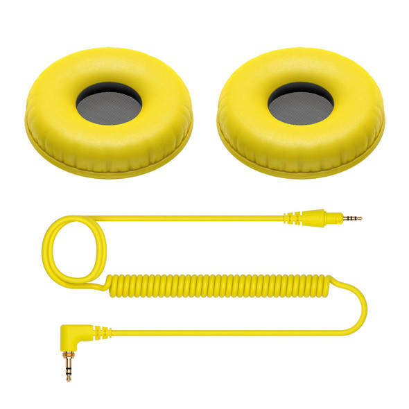 Pioneer DJ HC-CP08-Y Color variation coiled cable and ear pads for HDJ-CUE1 ( Yellow)