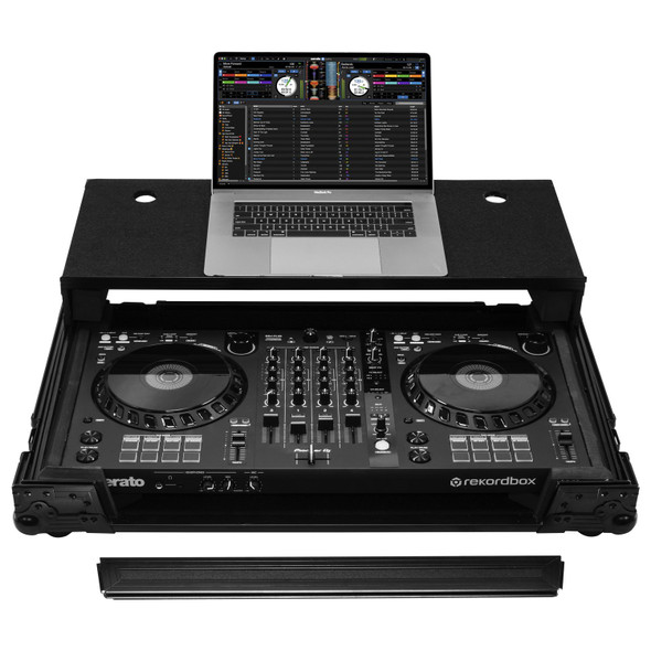 Odyssey FZGSDDJFLX6BL PIONEER DDJ-FLX6 ATA FLIGHT CASE IN BLACK WITH GLIDE LAPTOP PLATFORM