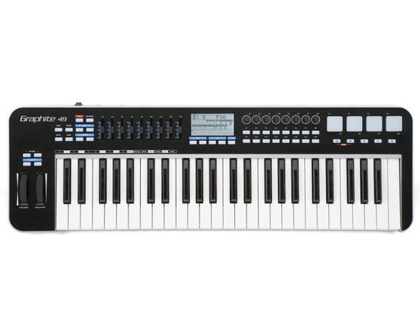 Samson SAKGR49 49 key USB MIDI Keyboard Controller, 9 faders, 8 encoders and 16 buttons with NI Komplete Elements