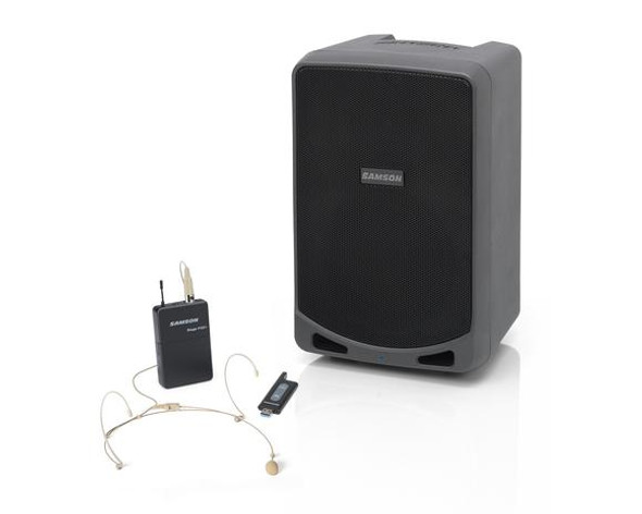 Samson SAXP106WDE Portable PA - 100 watts, 2-way, 6" Woofer, Bluetooth, Wireless DE5 headset mic 