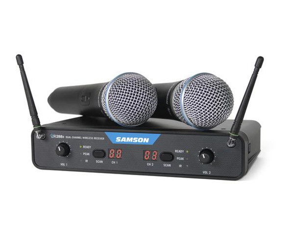 Samson SWC288XHQ8-K Concert 288x Dual Channel Wireless Handheld System with (2) Q8x Handheld Microphones