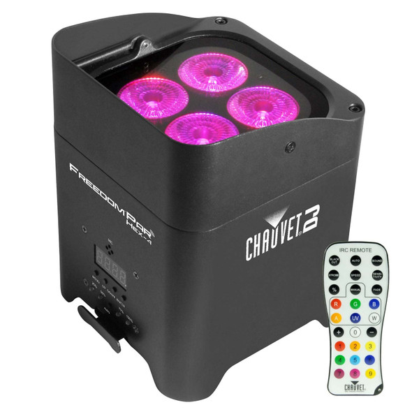 Chauvet DJ Freedom Par Hex-4 D-Fi Wireless Rechargeable RGBAW+UV LED Pars with Cases Package (4)