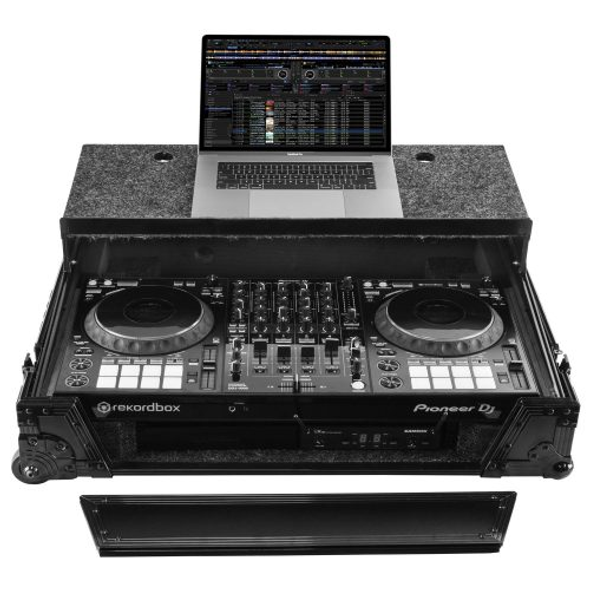 Odyssey FZGSDDJ1000BL1UCW Pioneer DDJ-1000 / DDJ-1000SRT 1u Case in Black with Patented Glide Platform and Corner Wheels 