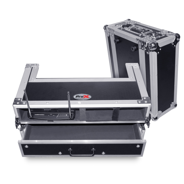 ProX XS-2WM2DR Holds 2x half-rack wireless units Wireless Microphone Case with 2U Rack Drawer