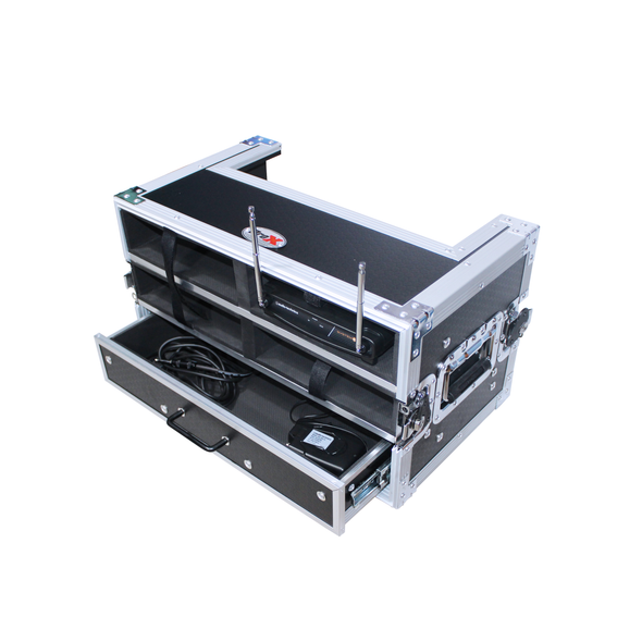 ProX XS-4WM2DR Holds 4x half-rack wireless units 4x Wireless Microphone Case with 2U Rack Drawer