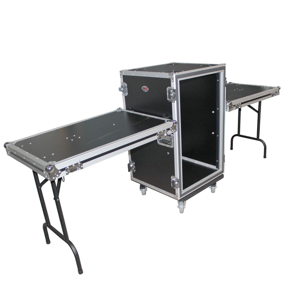 ProX T-18RSPWDST 18U Vertical Rack, w/ 4" Casters & 2x side tables