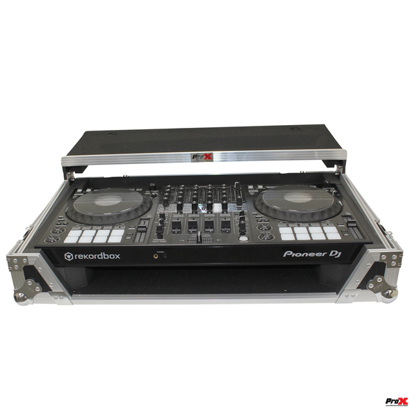 ProX XS-DDJ1000 WLT Fits Pioneer DDJ-1000 SRT / FLX6 Case w/ Sliding Laptop Shelf & Penn-Elcom Wheels, 1U Rack Rails